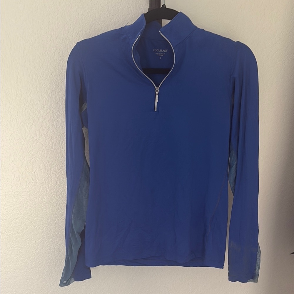 Royal Blue Fitted Long Sleeve Zippered Top